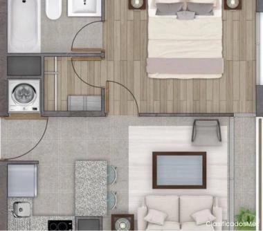 Dpto 1D 1B Cocina AmericanaLiving-Comedor Terraza Bodega