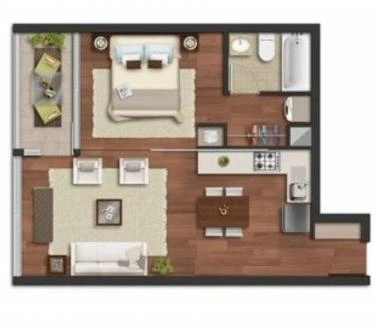 1 DORMITORIO CON ESTACIONAMIENTO Y BODEGA ENTREGA INMEDIATA