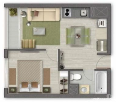 Depto 1 dormi 1 baño, Metro Santa Lucia L1, Santiago Centro